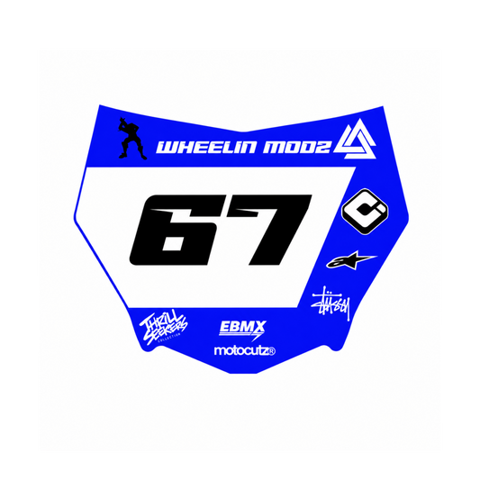 Blue and white Motocutz style decal
